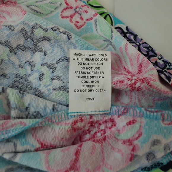 IBKUL Larisa Dress Size Large Turquoise Floral Drawstring Sleeveless Golf Tennis - Picture 7 of 11